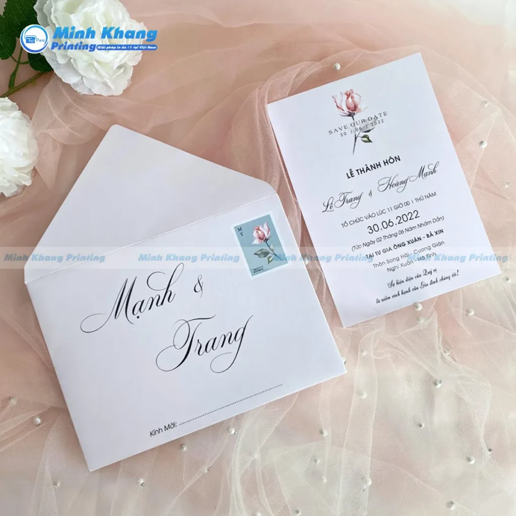 Mẫu bao thư thiệp cưới phong cách Minimalism tối giản đang là xu hướng được nhiều cặp đôi Gen Z ưa chuộng