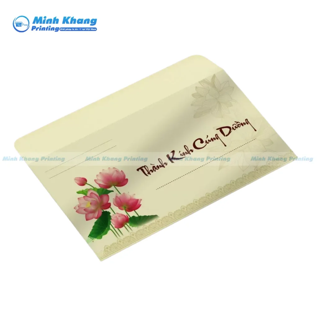 Mẫu thiết kế bao thư màu vàng nắp ngang hiện đại phù hợp để đựng voucher hoặc thẻ quà tặng