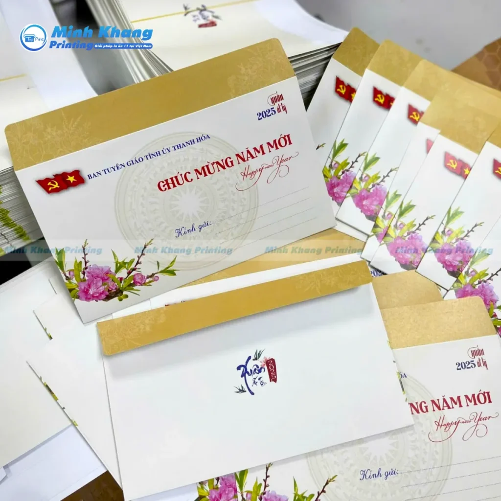 Mẫu phong bì màu vàng đồng mang lại nét đẹp cổ điển và uy quyền cho doanh nghiệp