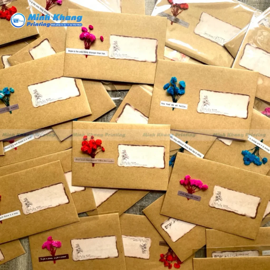 Mẫu bao thư kraft được thiết kế tinh tế nhằm đáp ứng nhu cầu của các cặp đôi yêu thích lễ cưới phong cách Rustic