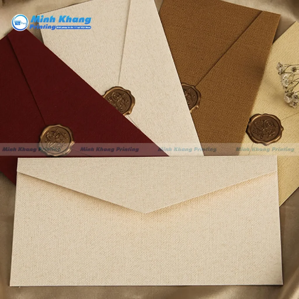 Mẫu bao thư vintage phối cùng dấu sáp màu đỏ đô tạo nên vẻ ngoài quyền quý