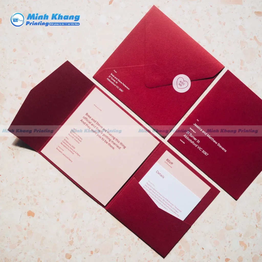 Mẫu bao thư vuông thiệp cưới thiết gập mở độc đáo, khác biệt