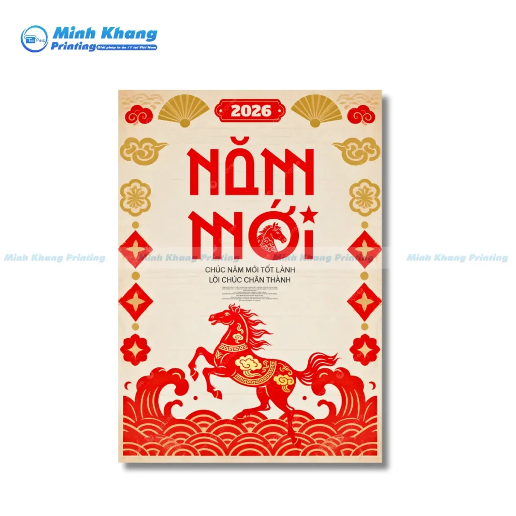 Mẫu poster Tết 2026 đẹp nhất lấy cảm hứng từ hình tượng Con Ngựa mạnh mẽ của Năm Bính Ngọ