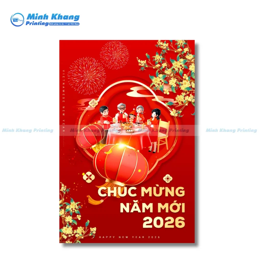 Mẫu poster chúc mừng năm mới 2026 Tết Bính Ngọ hiện đại, kết hợp hài hòa giữa truyền thống và phong cách 3D/AI