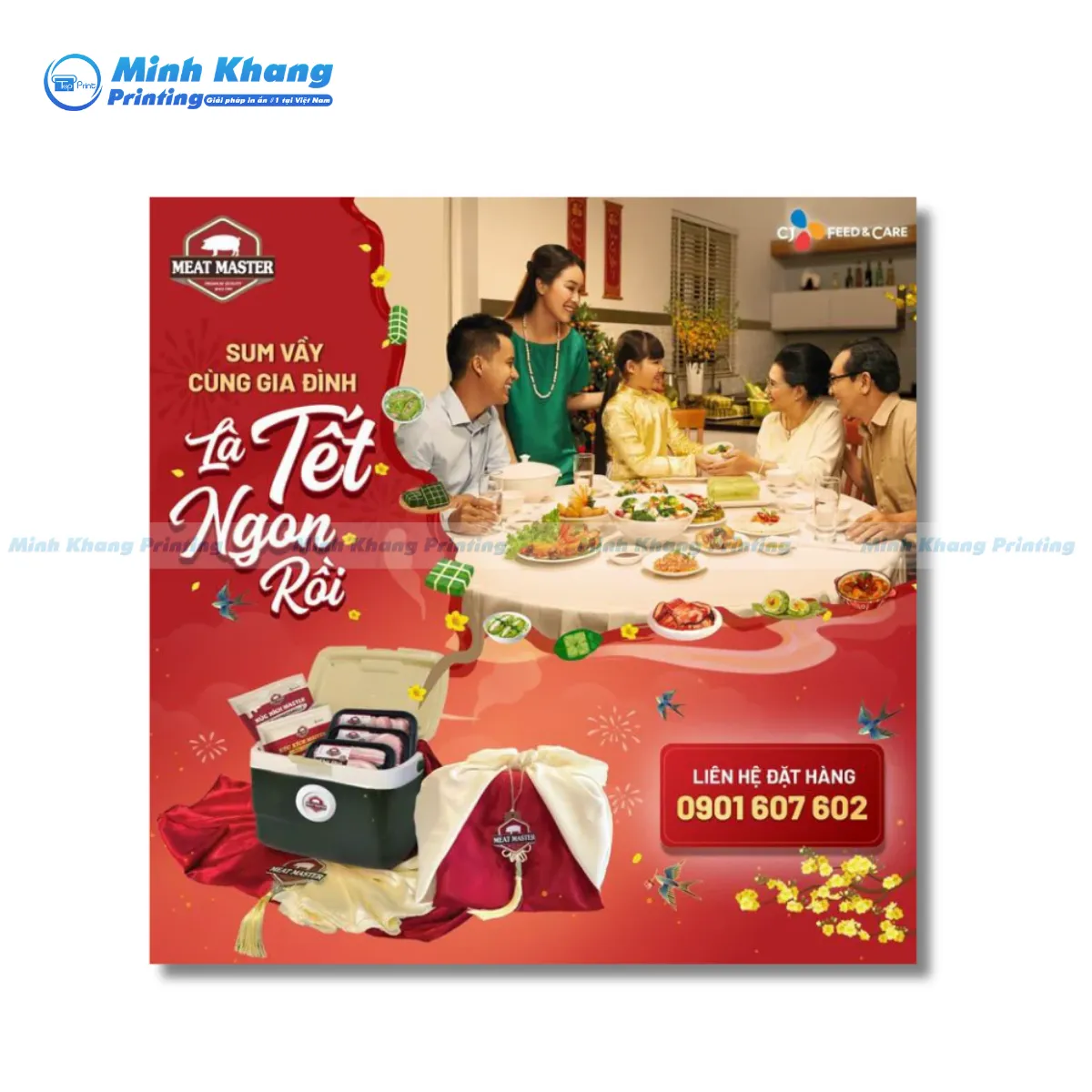 Mẫu poster Tết nổi bật với sắc đỏ rực rỡ mang lại may mắn cả năm