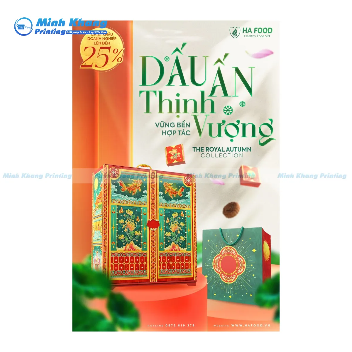 Mẫu poster bán hàng online tích hợp nút kêu gọi hành động ngay giữa trung tâm