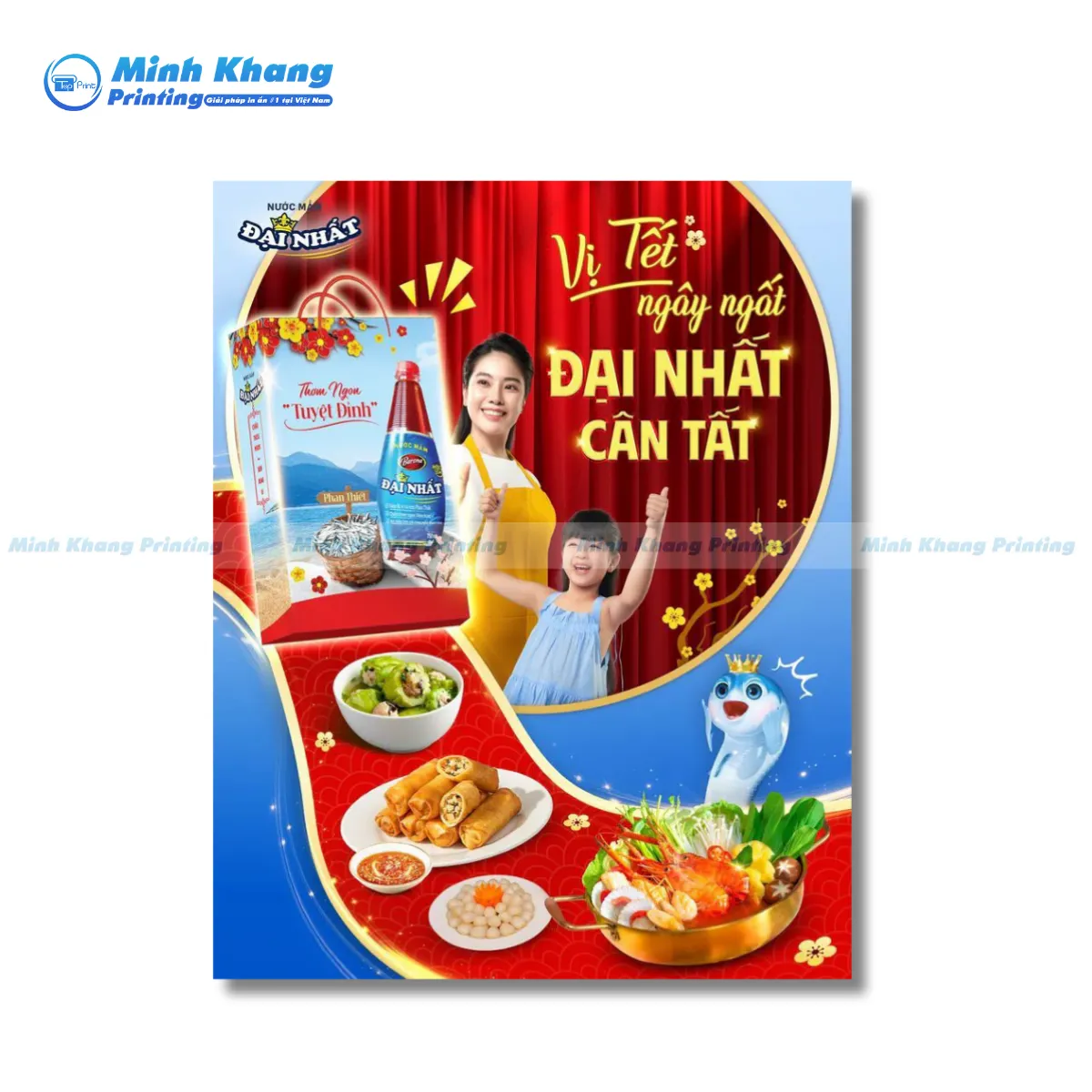 Mẫu poster khuyến mãi cuối năm sử dụng tông màu xanh đỏ rực giúp chốt đơn nhanh