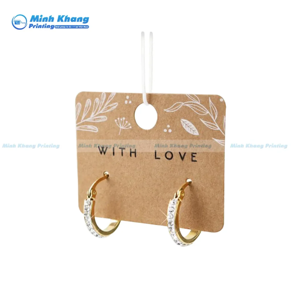 Mẫu nhãn mác trang sức bằng giấy kraft nhằm đựng bông tay