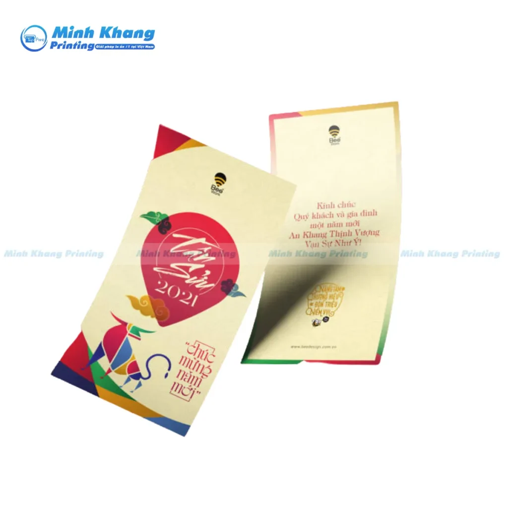 Mẫu thiệp chức mừng kích thước tùy chỉnh gửi kèm cho khách hàng vào dịp tết