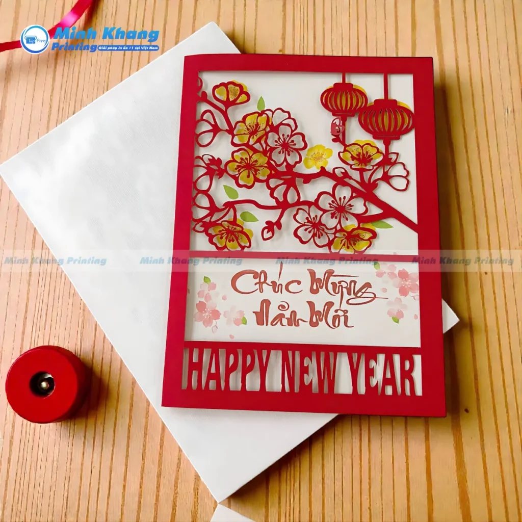 Mẫu thiệp happy new year kích thước 10 x 20 cm