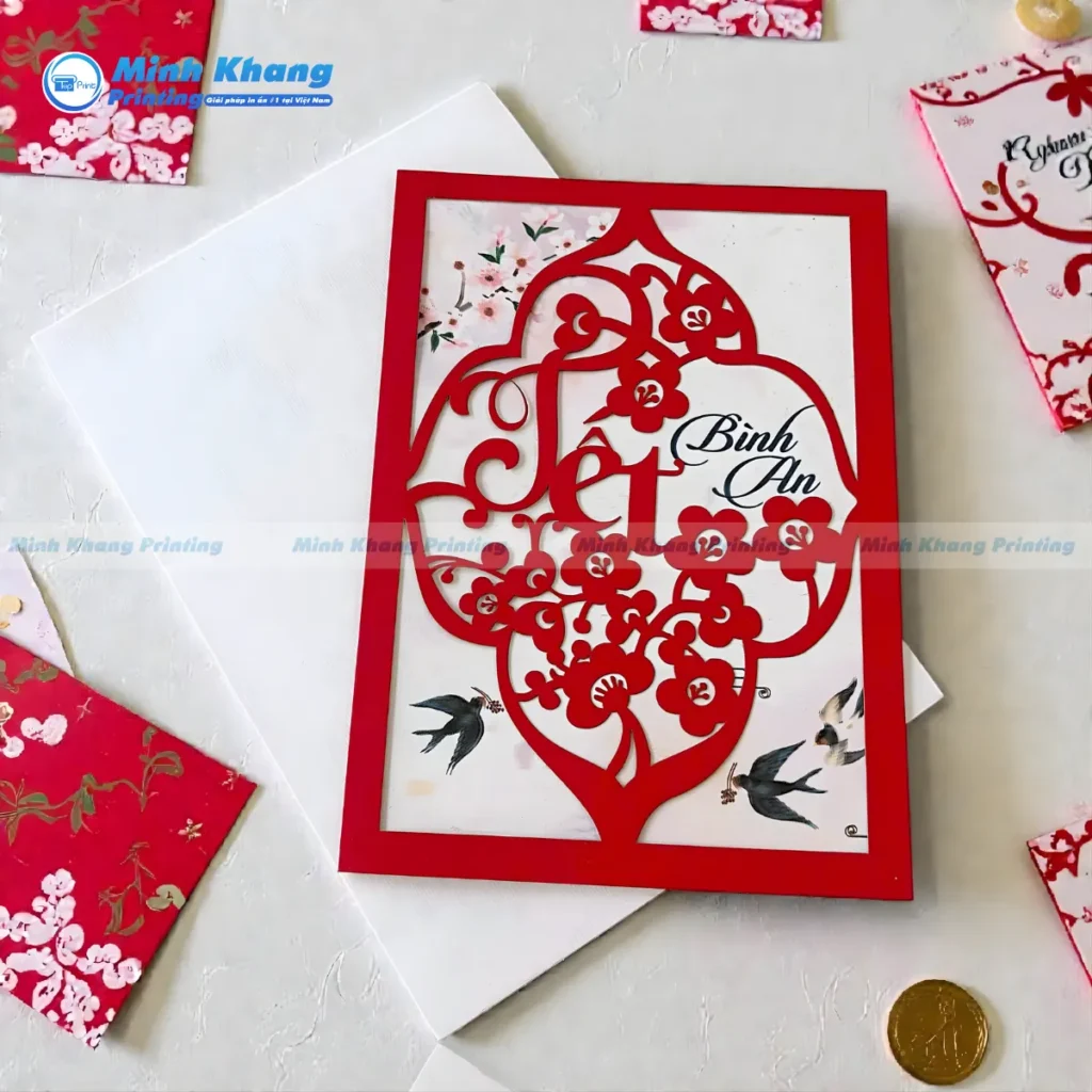 Mẫu thư chúc tết 2026 bao gồm thiệp và bao thư gửi đến người thân