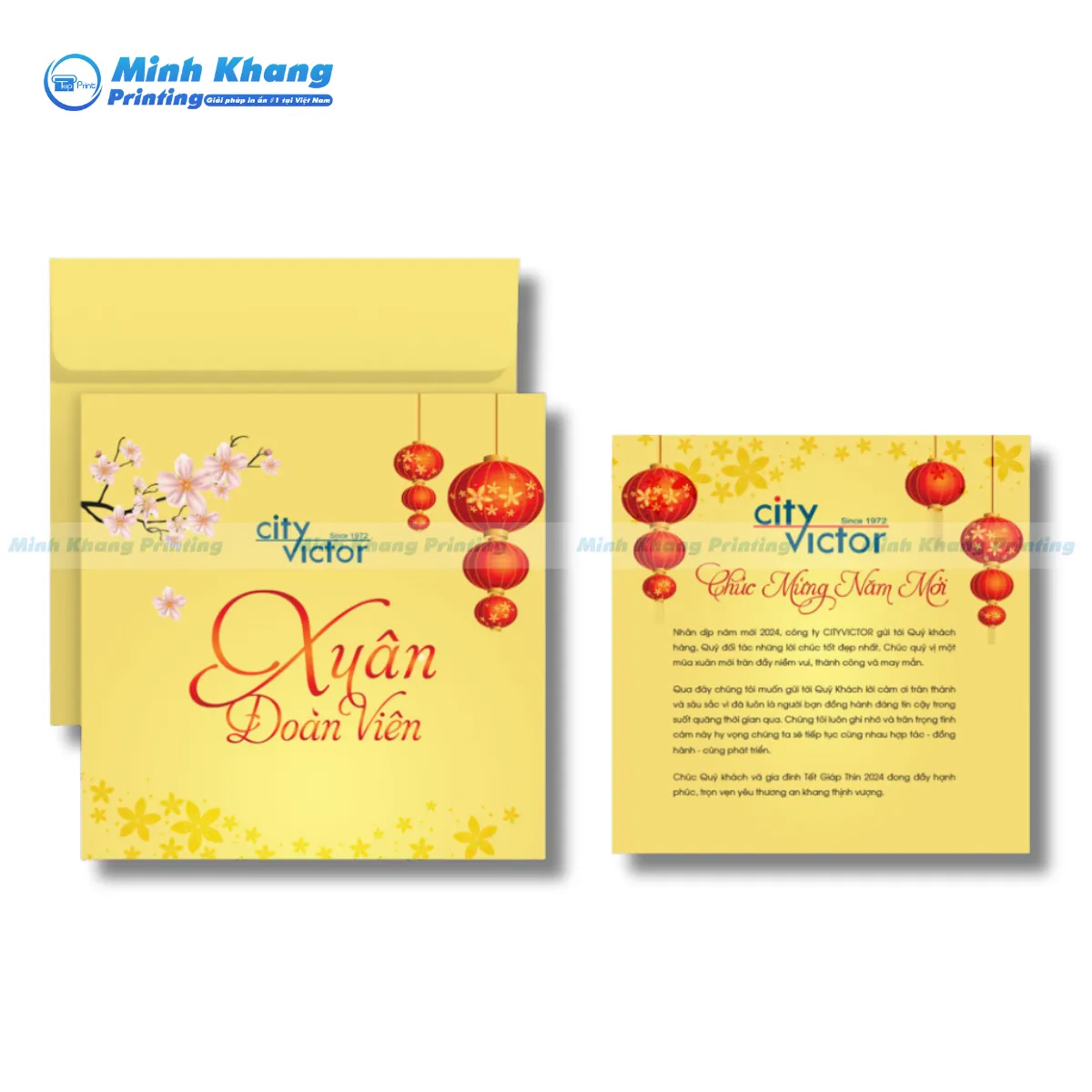 Mẫu phong thư kèm thiệp chúc xuân tại City Victor gửi tới quý khach hàng