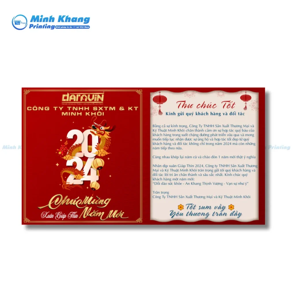 Quy Cách In Ấn & Kích Thước Thiệp Chúc Mừng Năm Mới Đảm Bảo Chất Lượng