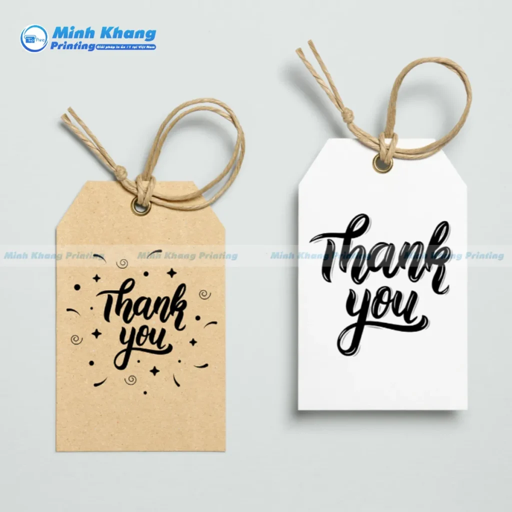 Mẫu tag cảm ơn làm từ giấy Kraft mang lại vẻ đẹp mộc mạc, gần gũi và cực kỳ thân thiện với môi trường