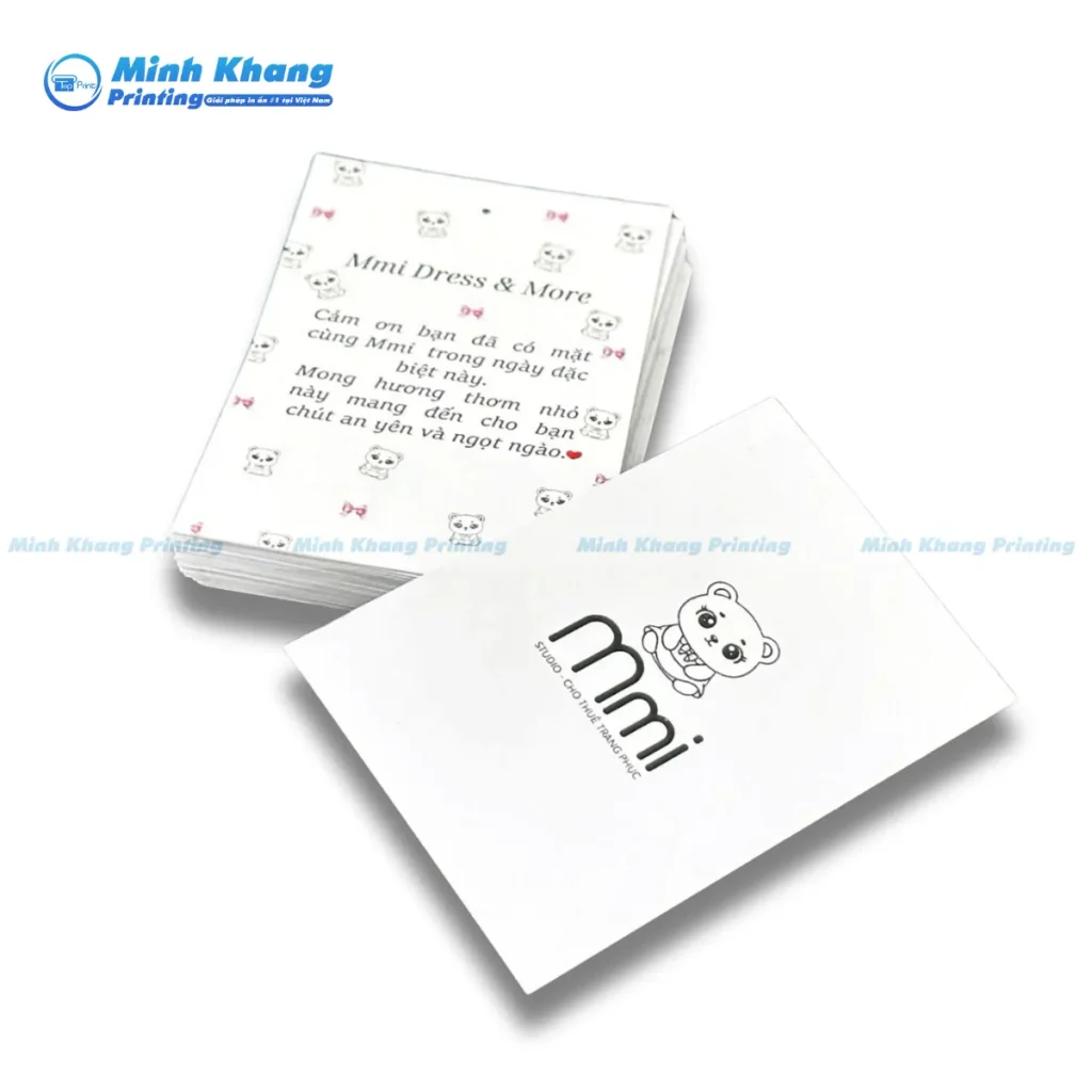 Mẫu tag cảm ơn in hai mặt giúp shop tận dụng tối đa không gian để vừa gửi lời chúc, vừa cung cấp thông tin