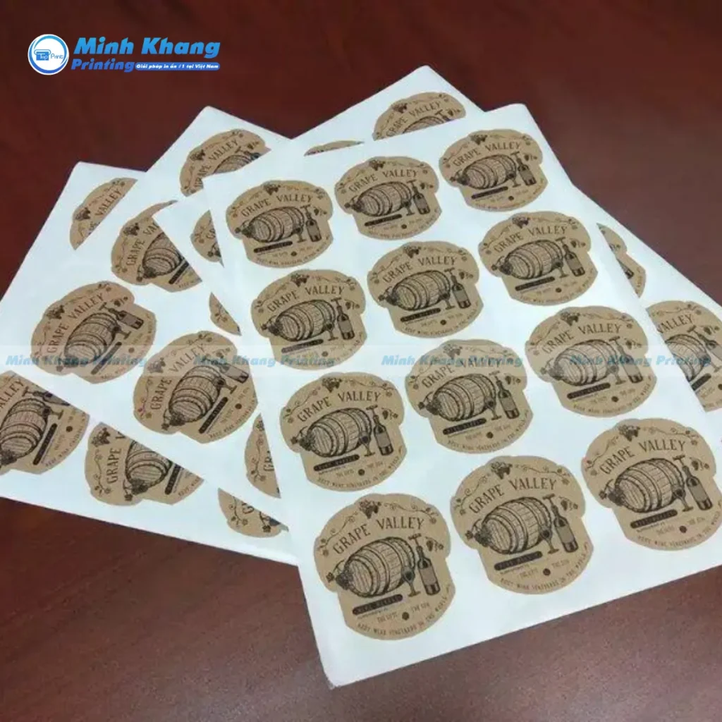 Mẫu decal giấy Kraft dán bao bì rượu màu nâu tự nhiên mang lại vẻ đẹp cổ điển và mộc mạc