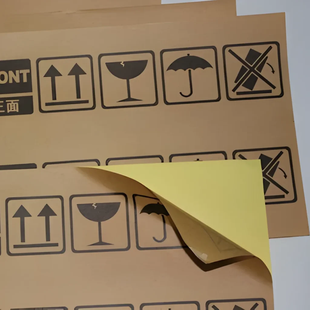 Mẫu decal Kraft in mực đen sắc nét tạo nên độ tương phản hoàn hảo và dễ đọc