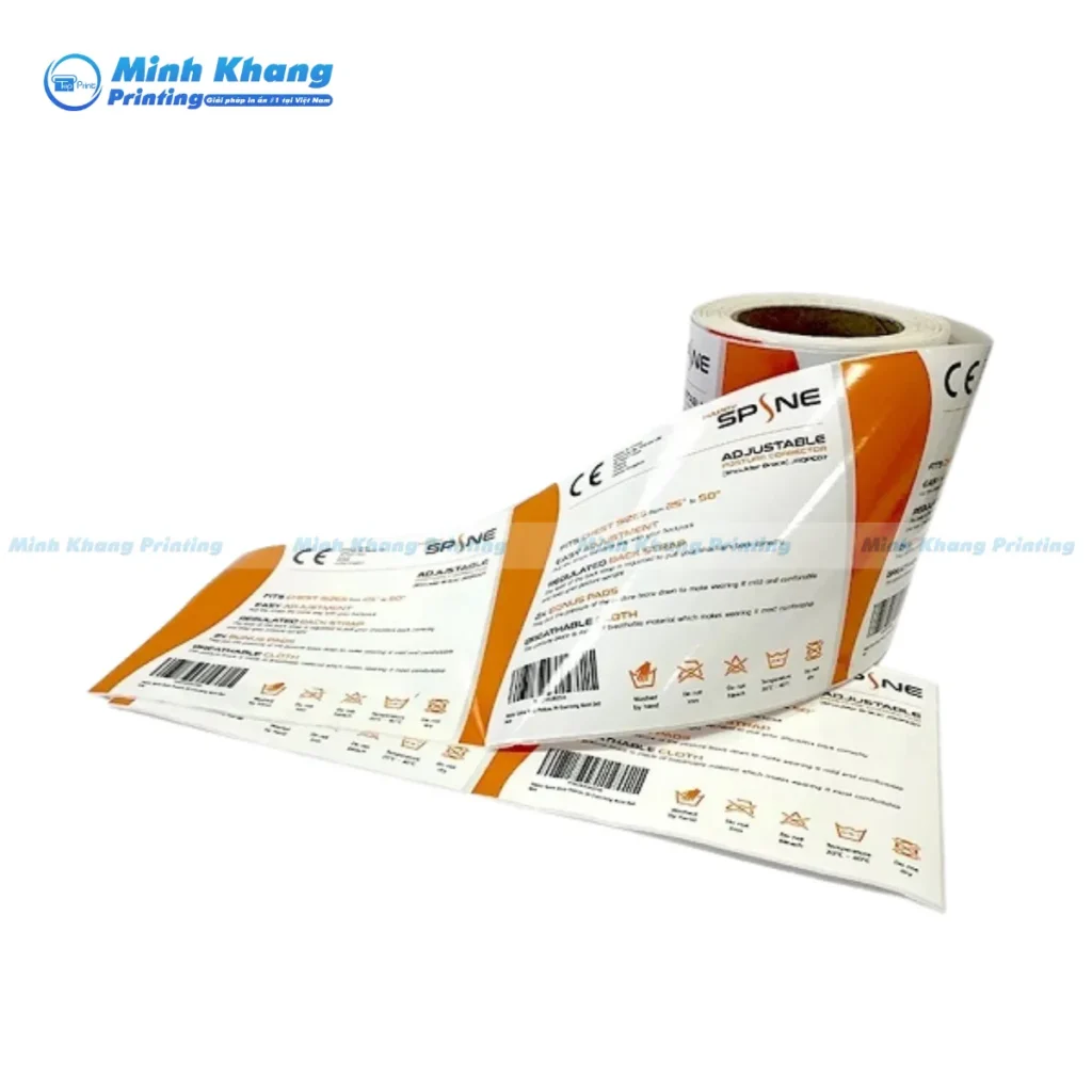 Mẫu tem phụ hàng hóa in bằng decal sữa giúp thông tin sản phẩm hiển thị rõ ràng, chuyên nghiệp