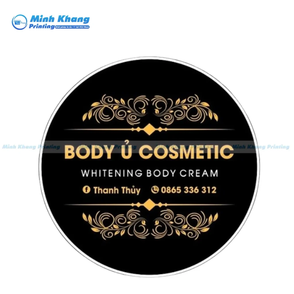 Mẫu decal logo body ủ cosmetic in ép kim nổi bật