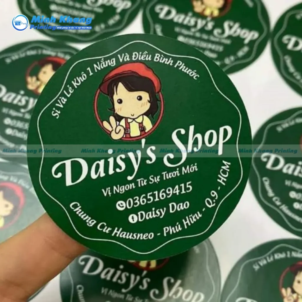 Mẫu tem logo daisy's shop dán niêm phong túi giấy bán khô bò
