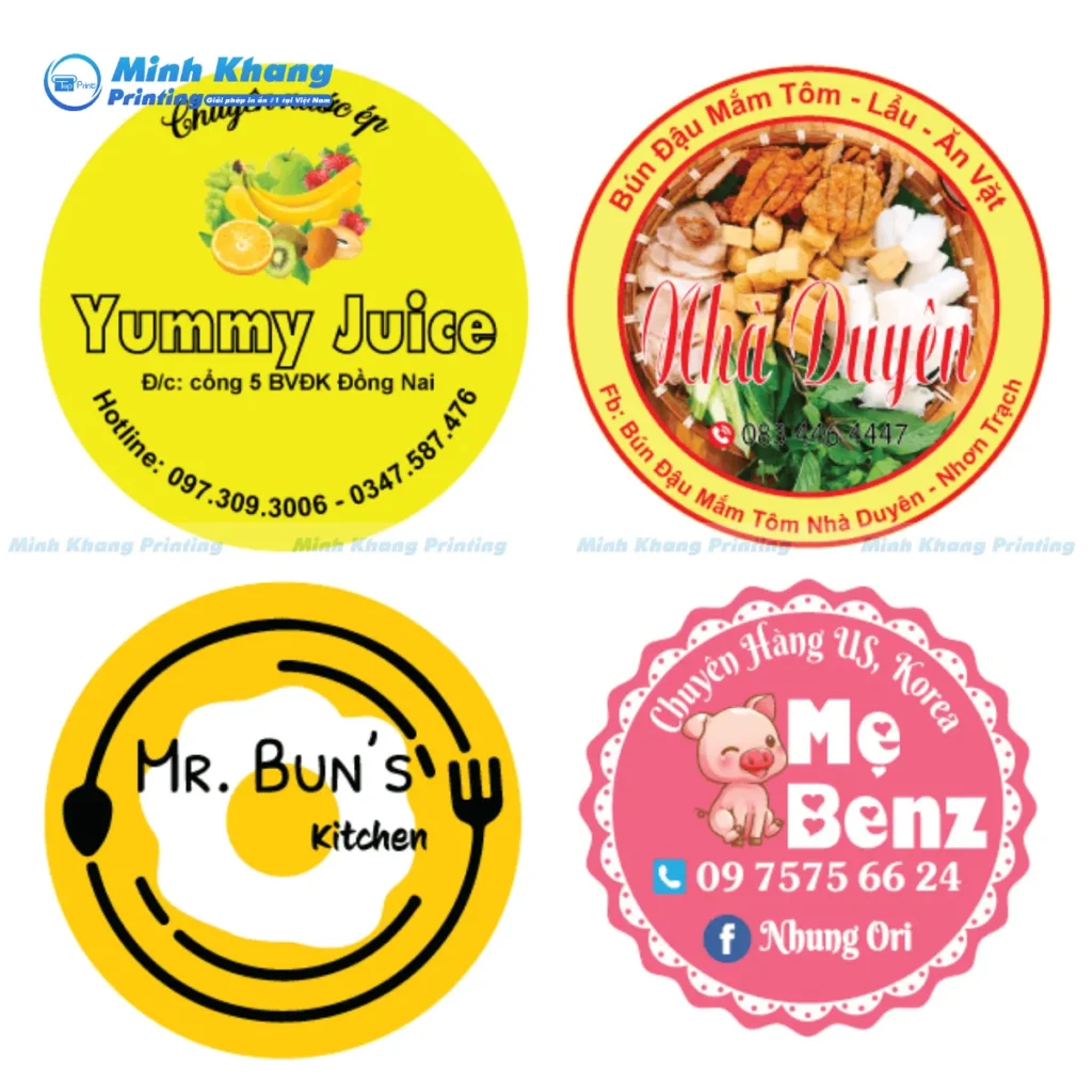 Mẫu logo dán hũ thực phẩm bằng decal chống thấm, bền, đẹp