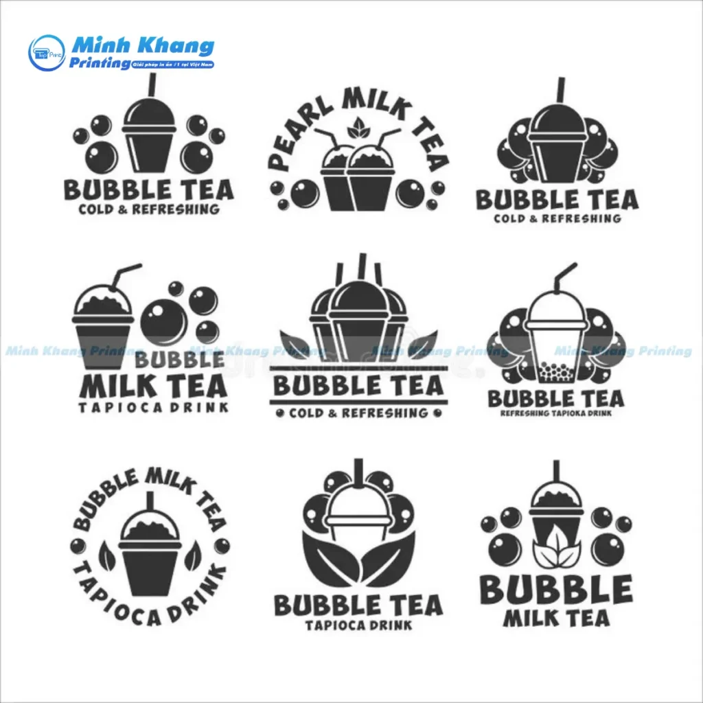 Mẫu logo trà sữa dùng in tờ rơi, standee sắc nét