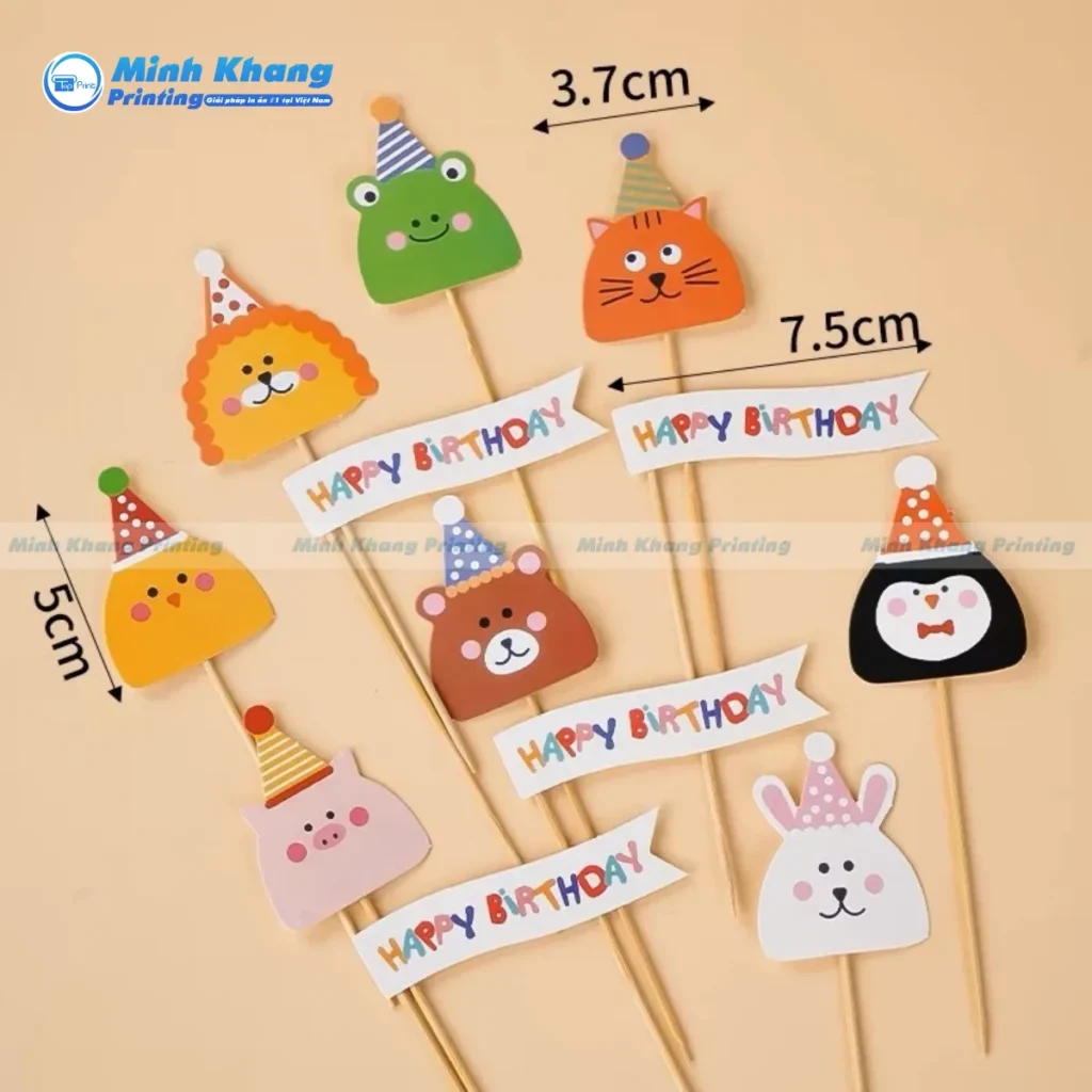 Mẫu tag giấy cắm bánh kem hình các con vật vô cùng đáng yêu