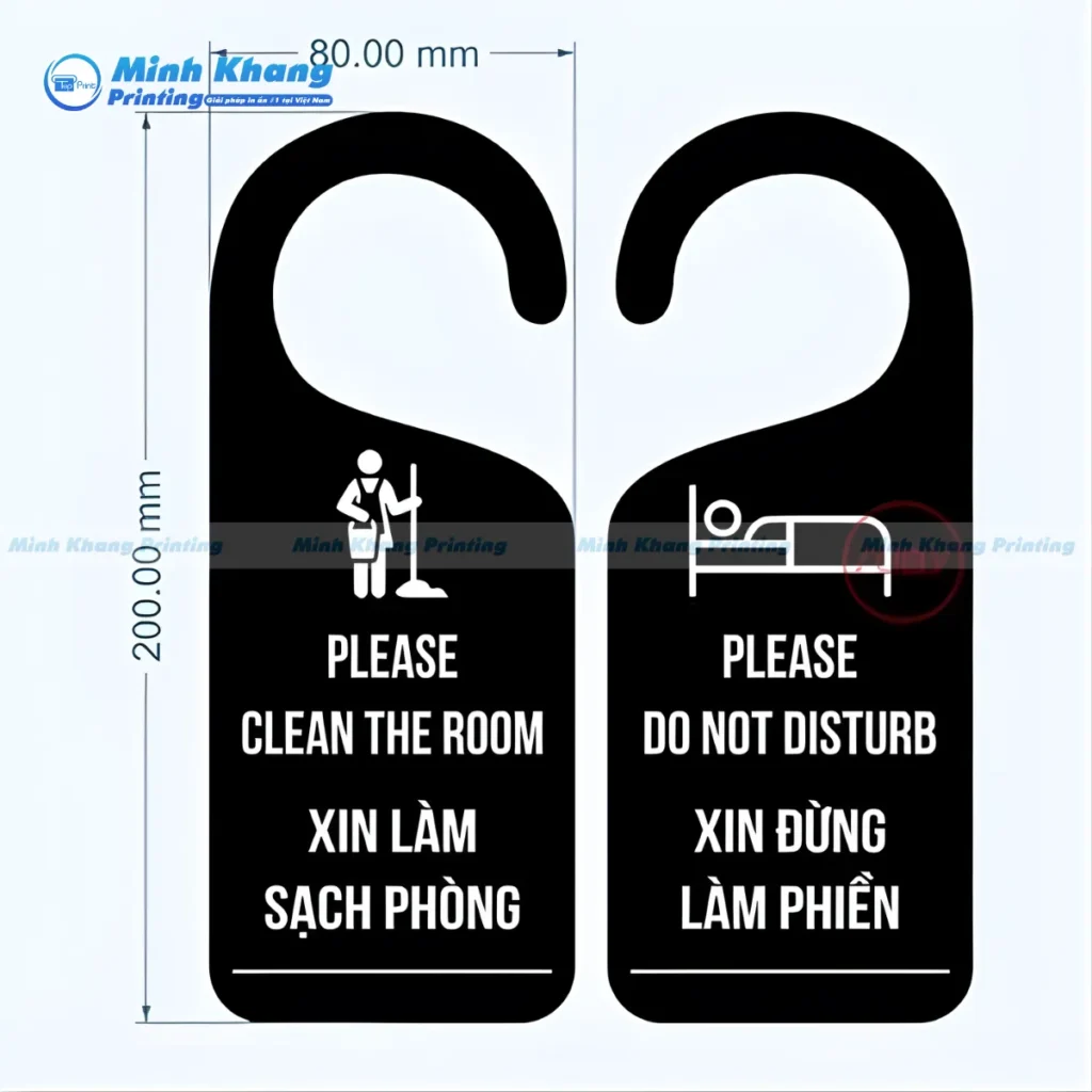 Dưới đây là 30 câu mô tả về các loại tag treo cửa phòng khách sạn, với yêu cầu mỗi câu đều bắt đầu bằng chữ "Mẫu" để tạo sự đồng nhất và trực diện: Mẫu tag treo cửa tối giản với tông màu trắng đen mang lại vẻ đẹp hiện đại và cực kỳ tinh tế.