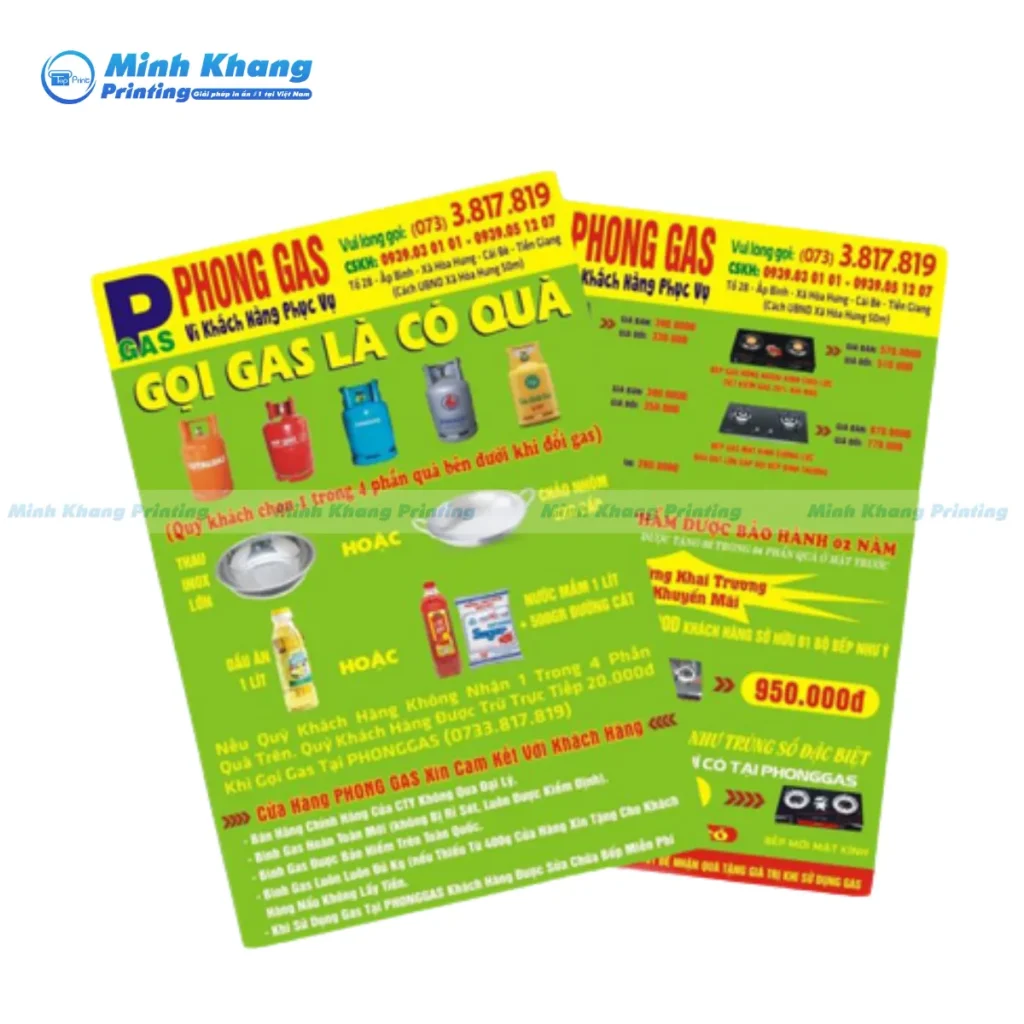 Mẫu quảng cáo tờ rơi gọi gas là có quà kích thước A4 thông dụng