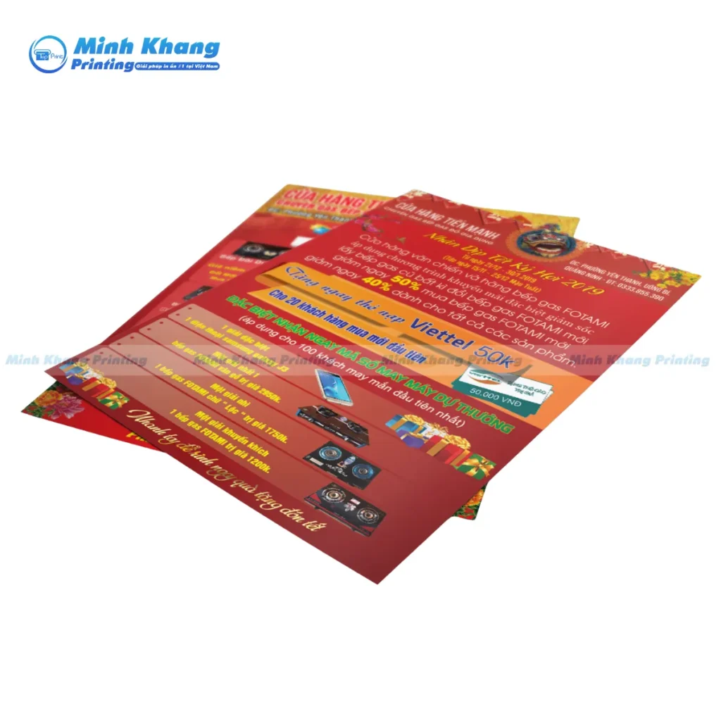 Mẫu tờ rơi quảng cáo gas được thiết kế với tông màu đỏ nổi bật nhằm kích thích thị giác