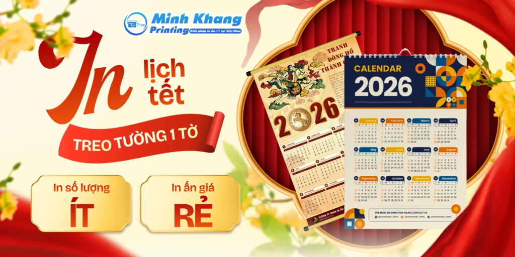 In Lịch Treo Tường 1 Tờ 2026 Mẫu Đẹp, Giá Rẻ Theo Yêu Cầu