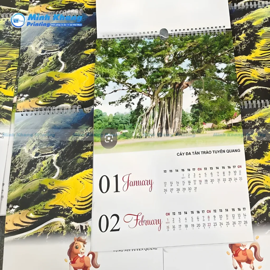 Mẫu lịch treo tường 7 tờ với thiết kế phong cảnh quê hương là món quà tinh thần ý nghĩa dành tặng người thân