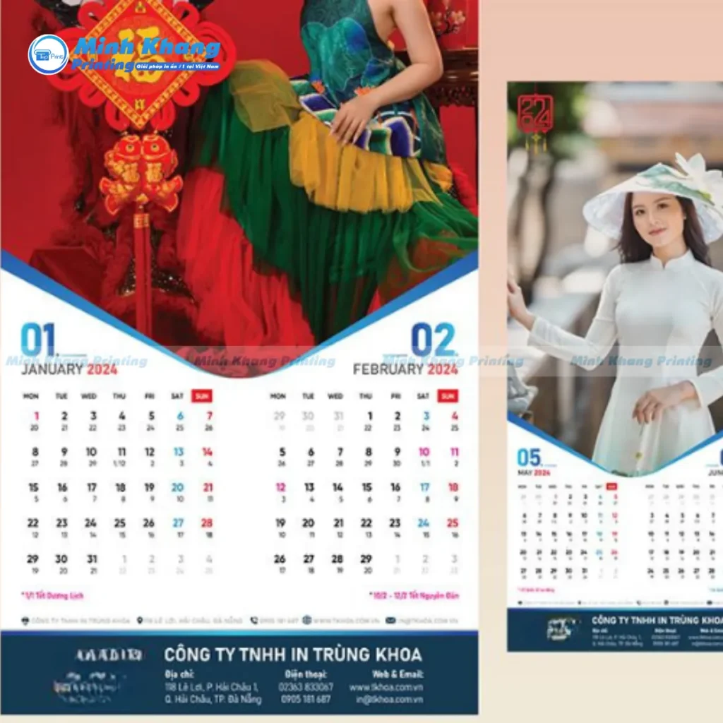 Mẫu lịch nẹp thiếc 7 tờ quà tặng lịch Tết doanh nghiệp 