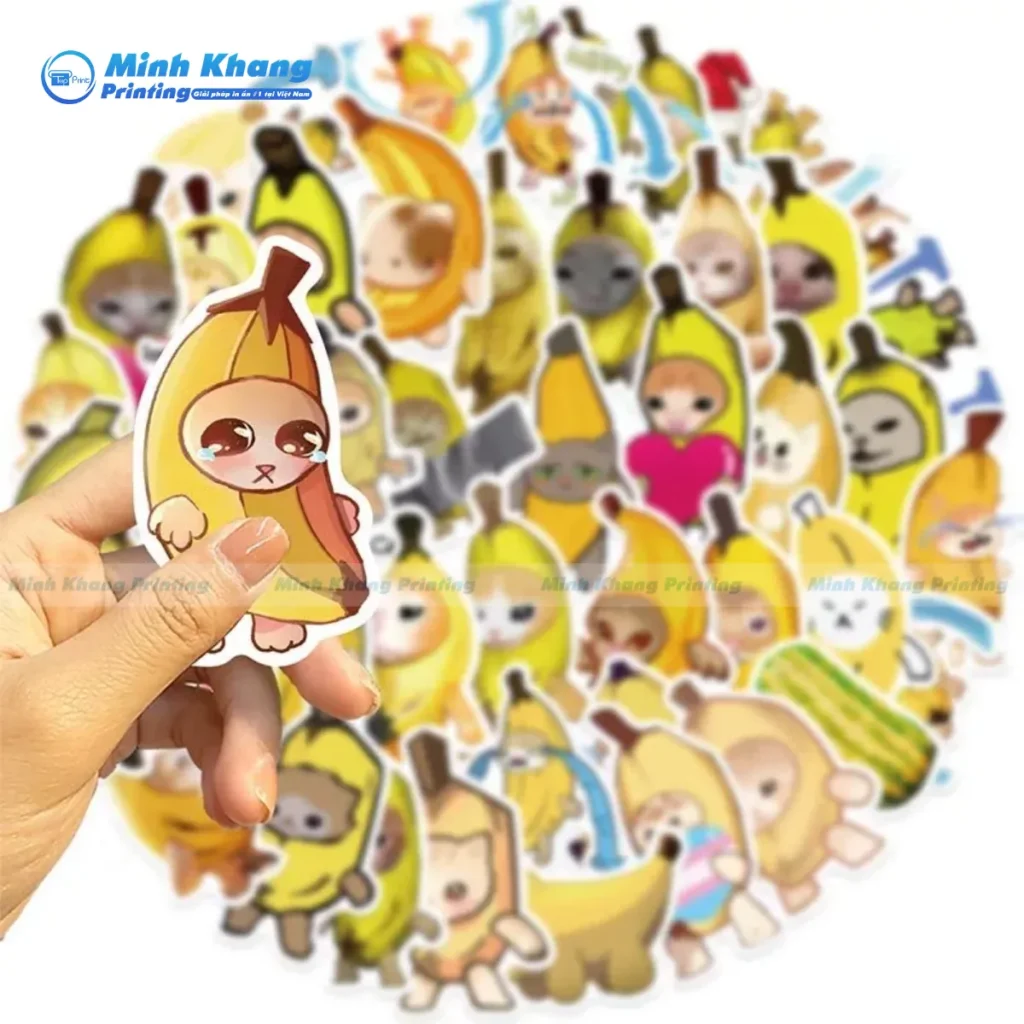 Mẫu sticker chuối cute phong cách Chibi cực kỳ đáng yêu dành cho các bạn học sinh dán tập vở