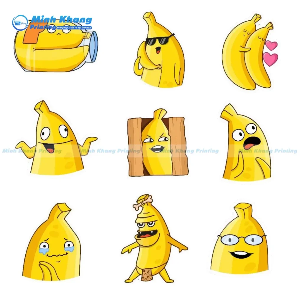 Mẫu sticker quả chuối ngộ nghĩnh chống nước