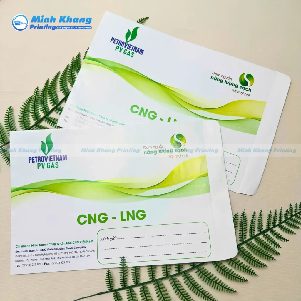 Mẫu phong bì giấy Couche cán màng bóng mang lại vẻ ngoài bắt mắt