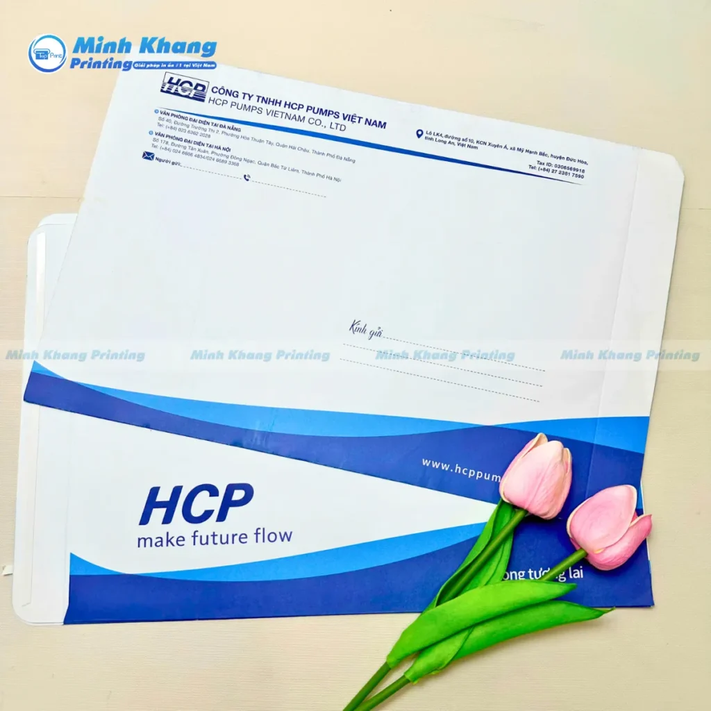 Mẫu phong bì thư A4 thiết kế 2 mặt công ty TNHH HCP PUMPS Việt Nam