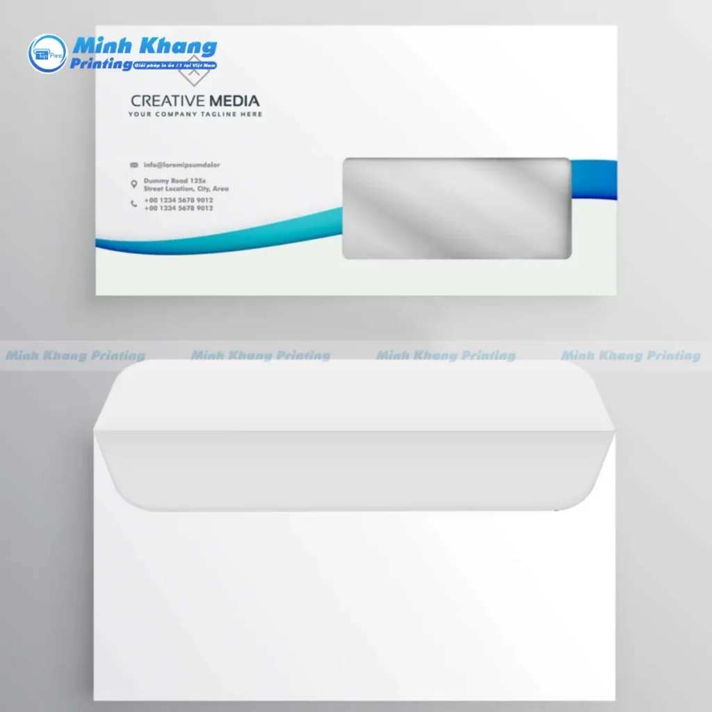 Mẫu phong bì cửa sổ nằm ngang thường đặt ô kính cách mép trái 15mm theo tiêu chuẩn