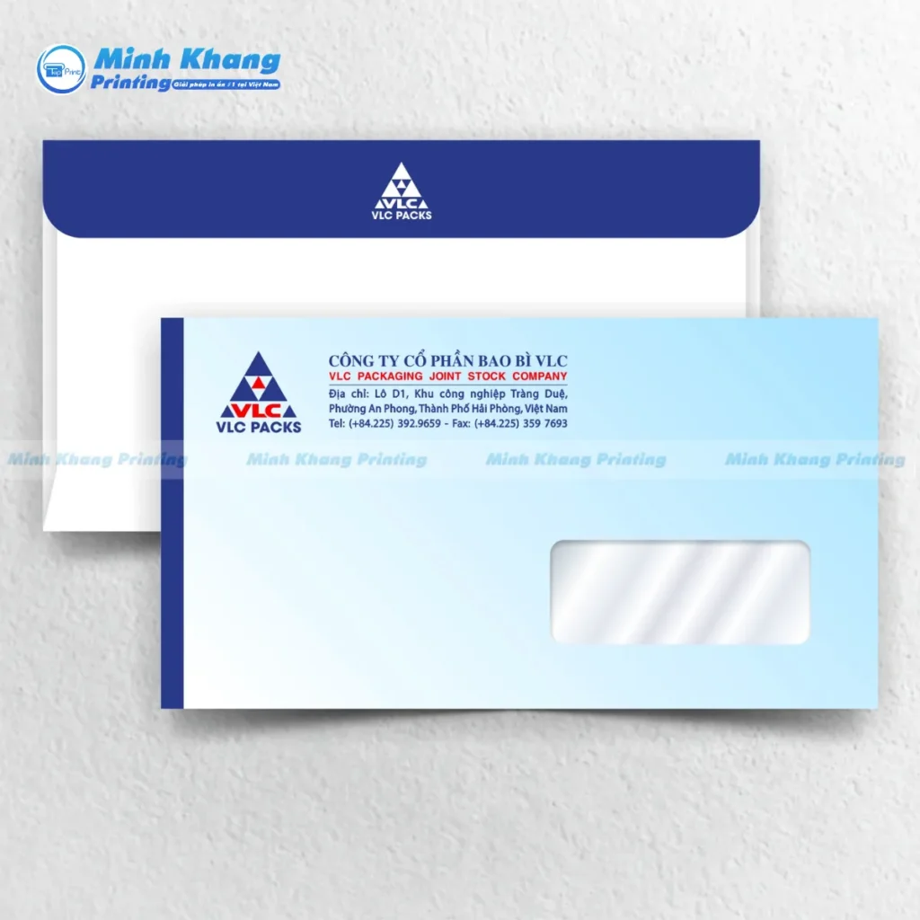 Mẫu phong bì khoét ô kính kích thước 4x9cm phù hợp với đa số các định dạng địa chỉ in sẵn trên văn bản