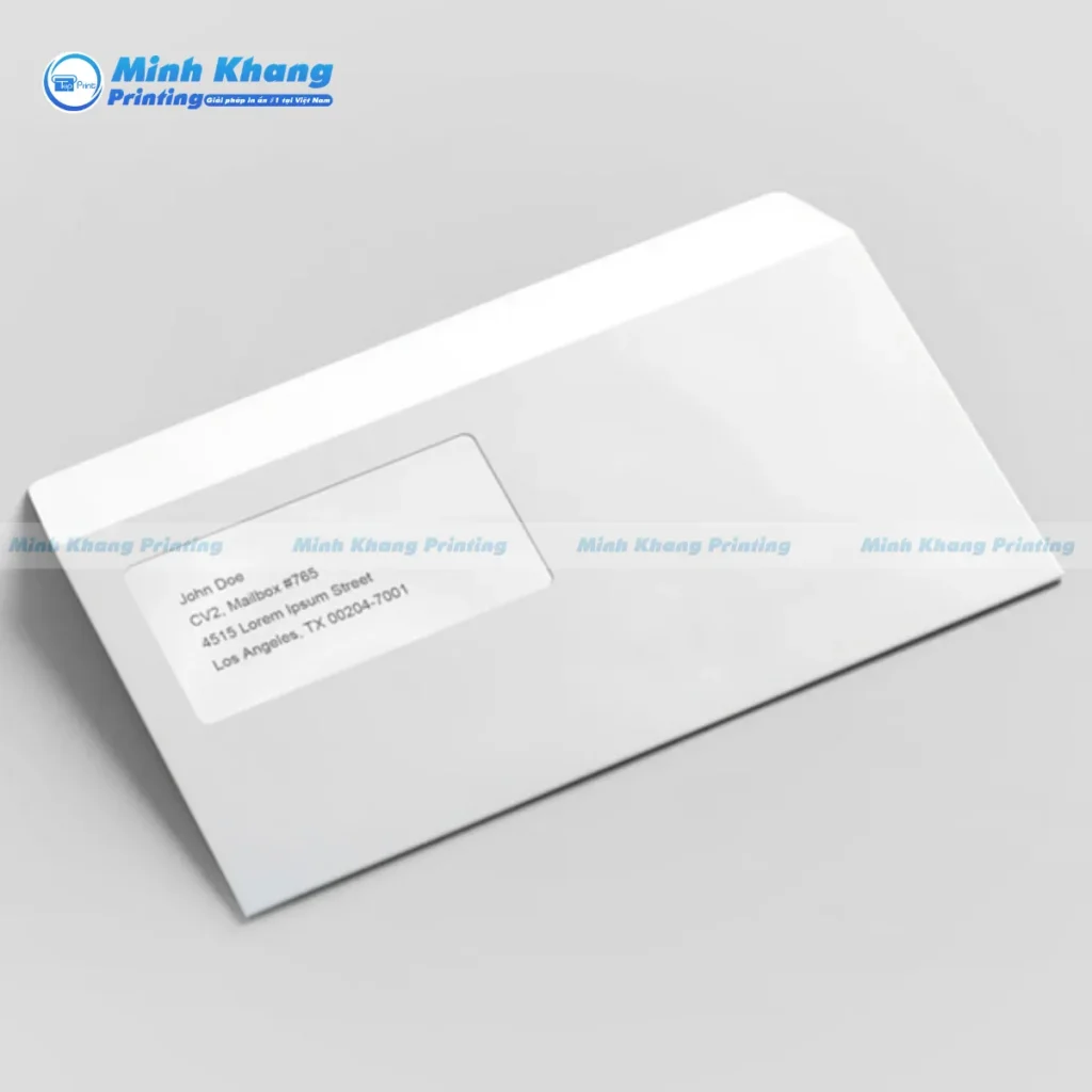 Mẫu phong bì cửa sổ bo góc mang lại cảm giác mềm mại, hiện đại cho bộ ấn phẩm văn phòng