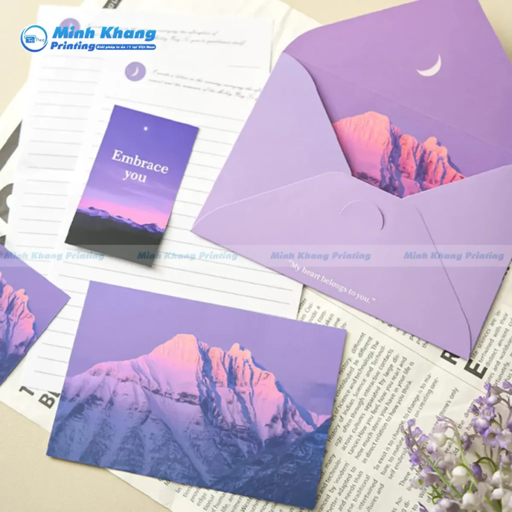 Mẫu bao thư nắp nhọn in offset chất lượng cao cam kết màu sắc chuẩn xác và đồng nhất trên toàn bộ đơn hàng lớn