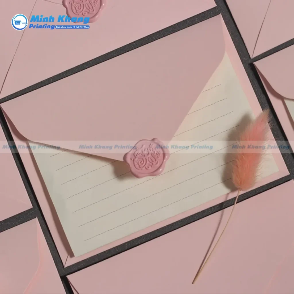 Mẫu phong bì nắp chữ V cho thiệp cưới kích thước 12x17cm là lựa chọn phổ biến