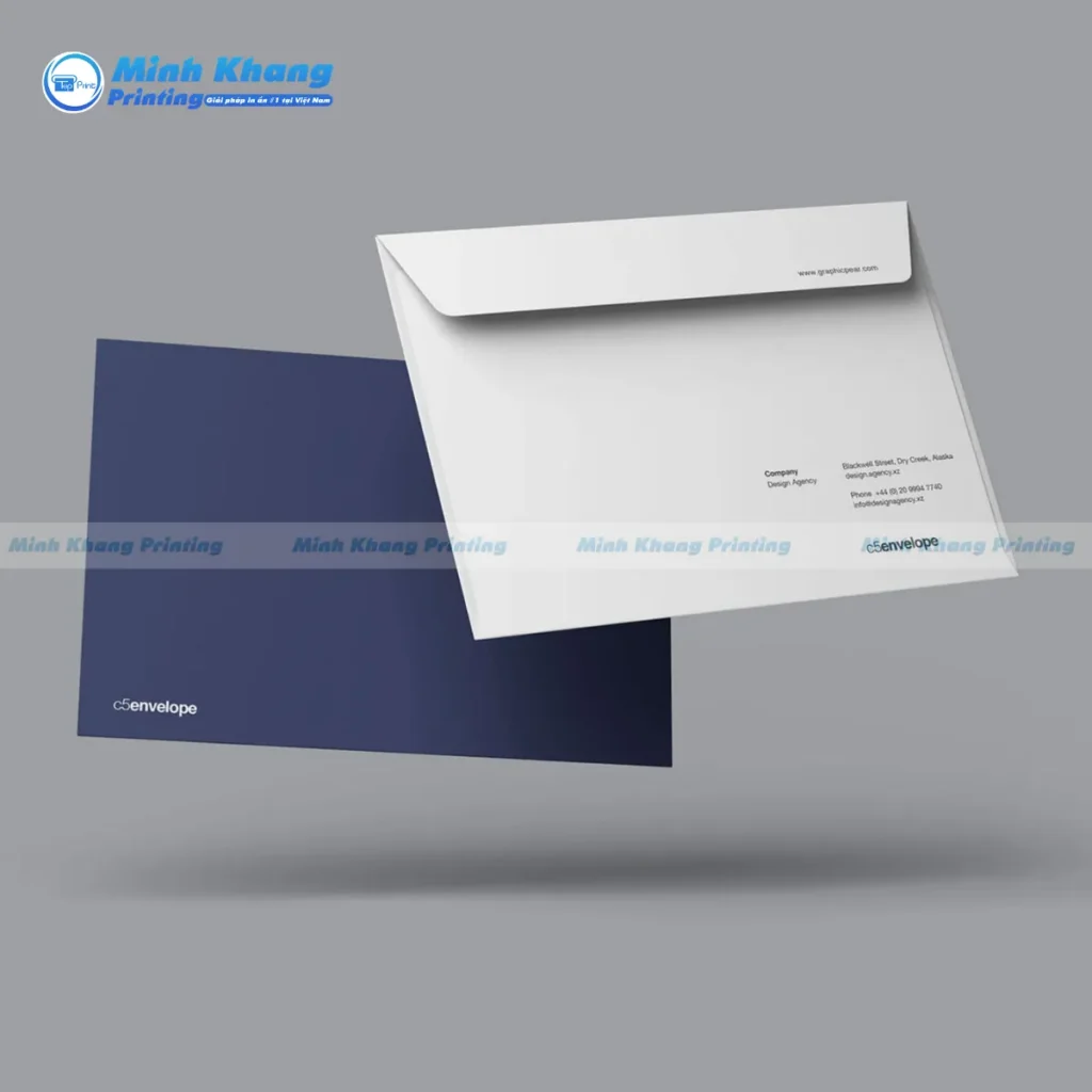 Mẫu thiết kế phong bì nắp vuông màu xanh Navy đậm