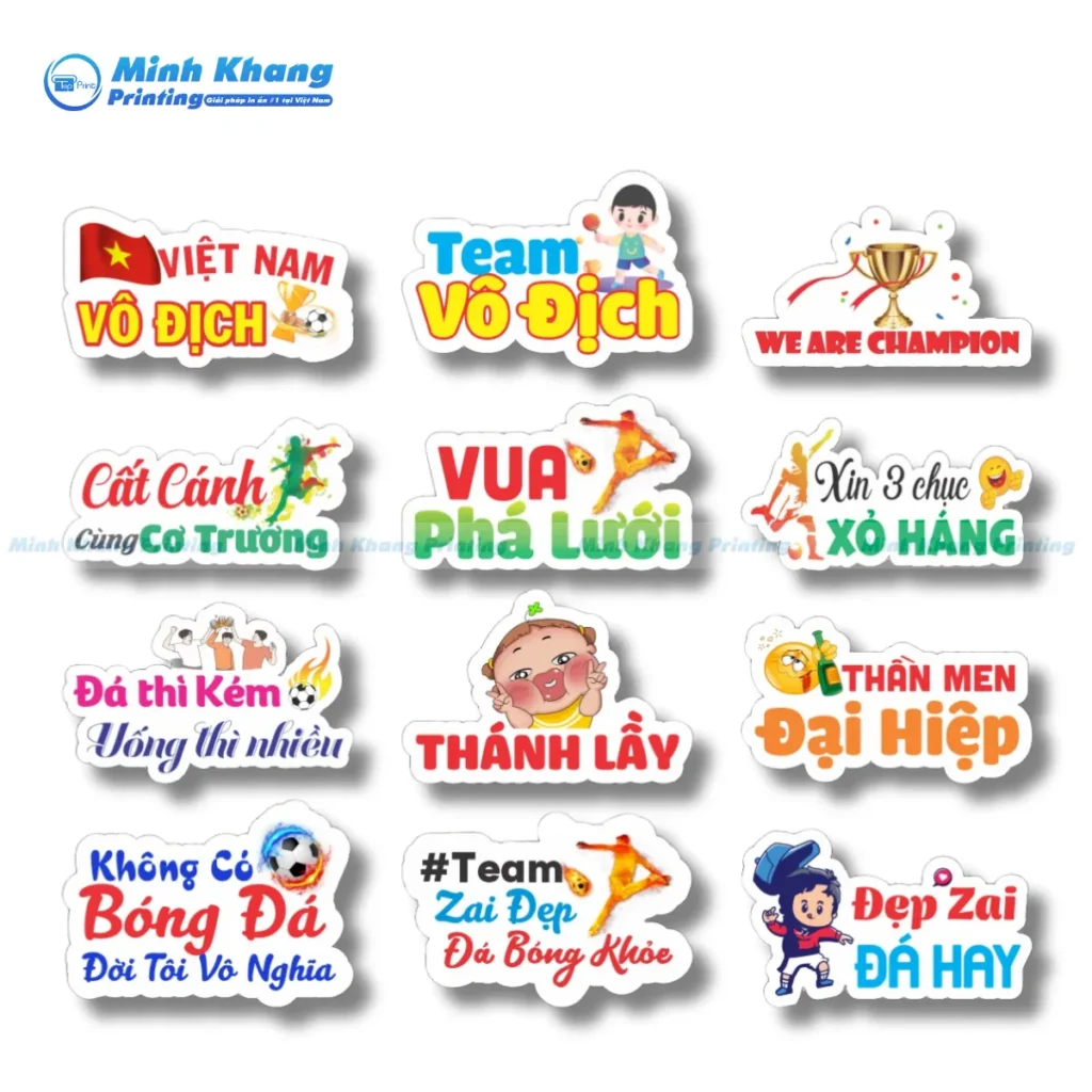 Mẫu hashtag cổ vũ đội tuyển quốc gia được in ấn sắc nét với tông màu đỏ vàng rực