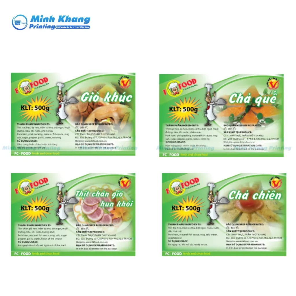 Mẫu nhãn dán decal thịt chân giò chống thấm nước phục vụ bao bì chuyên để tủ lạnh