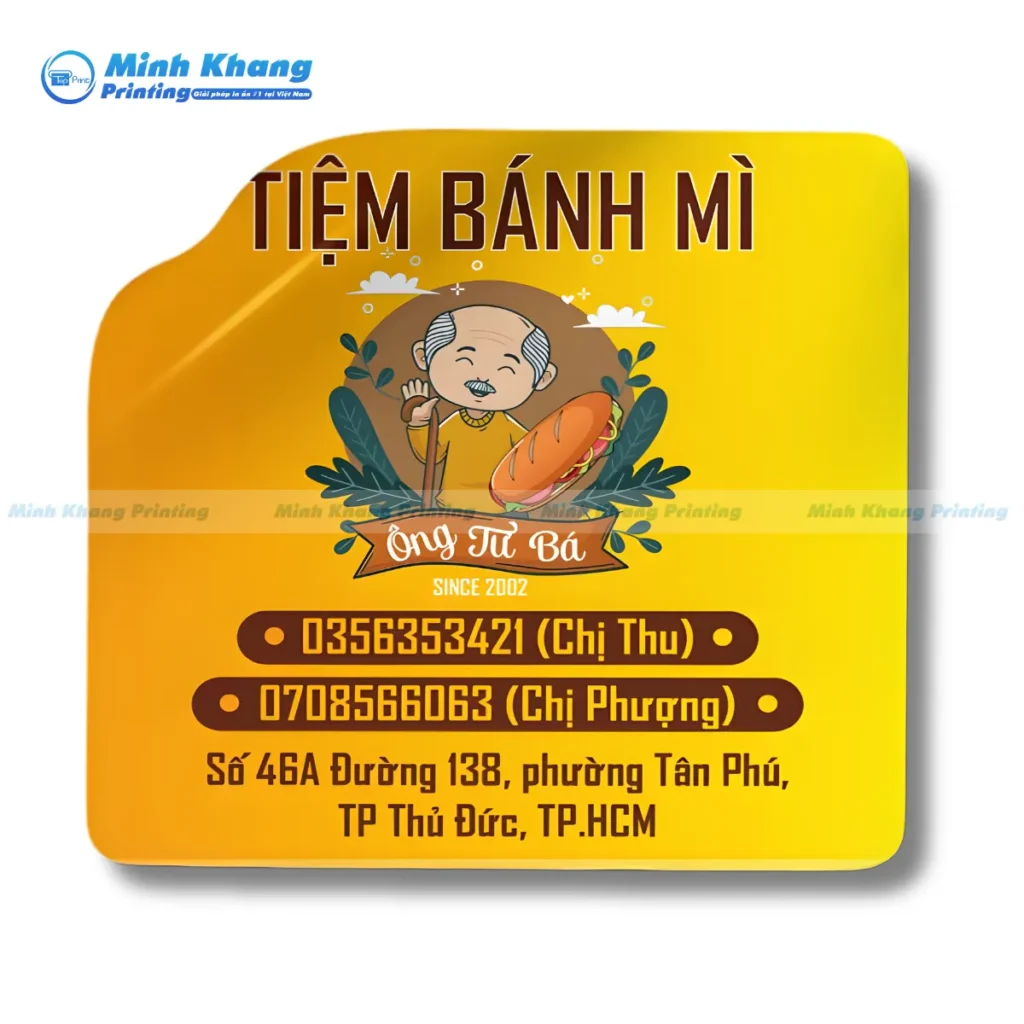 Mẫu tem logo bánh mì thập cẩm in trên chất liệu decal nhựa có độ bền cao