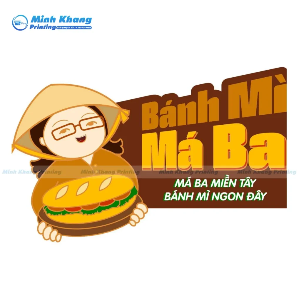 Mẫu logo bánh mì thịt nướng này thu hút khách hàng nhờ màu sắc cực rực rỡ