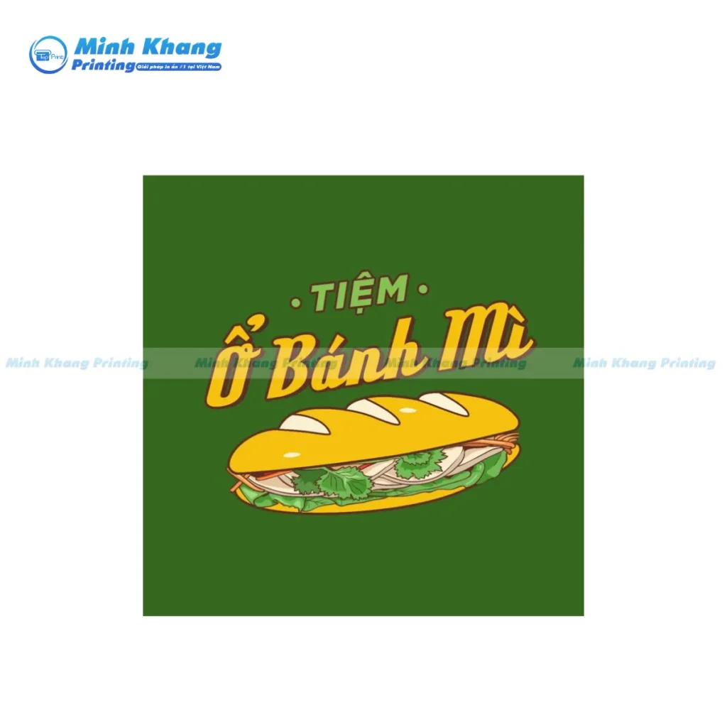 Mẫu tem nhãn logo tiệm bánh mì hình vuông đơn giản nhưng đẹp