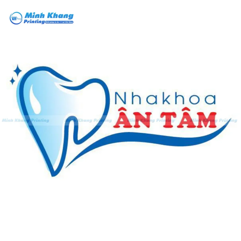 Mẫu logo nha khoa biểu tưởng hình chiếc răng cách điệu trái tim Ân Tâm