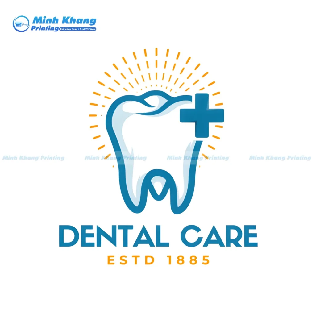 Mẫu logo nha khoa kết hợp màu xanh dương tạo cảm giác tin cậy và sự sạch sẽ tuyệt đối nhấ